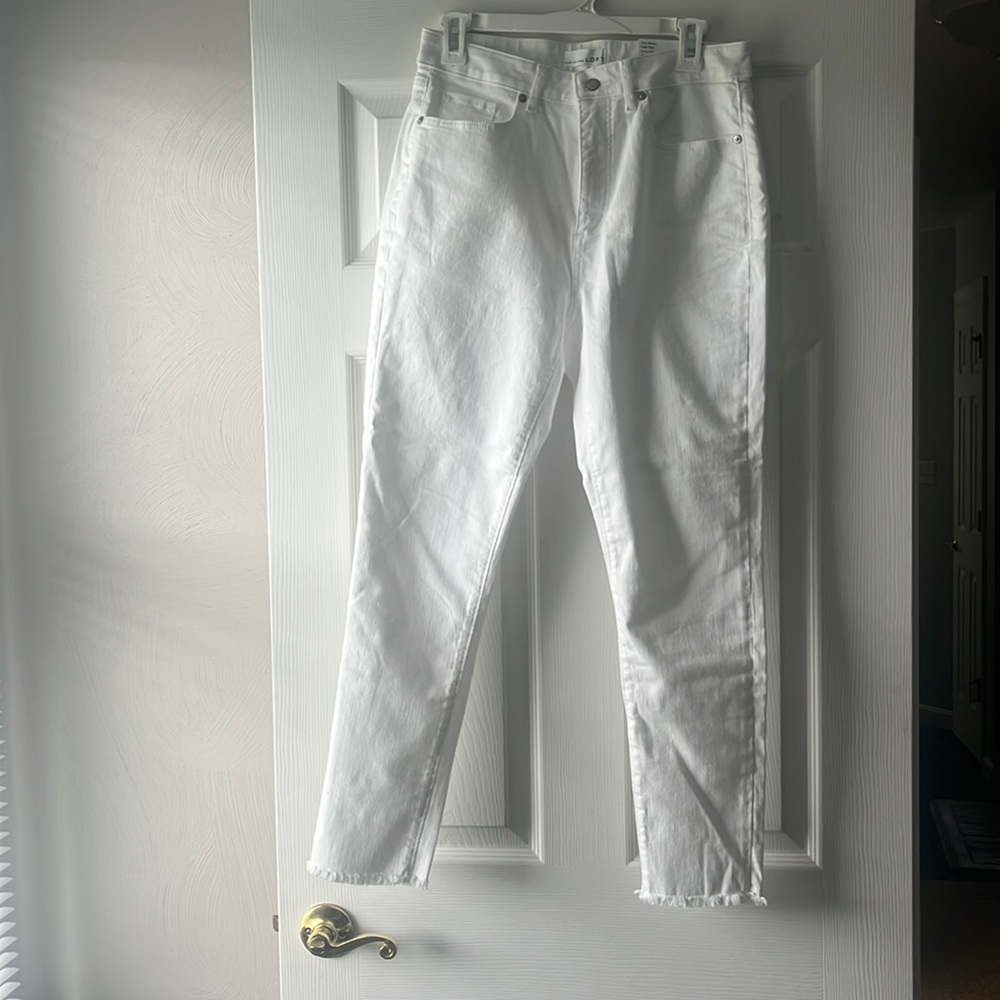 Loft High Rise Curvy skinny white jeans